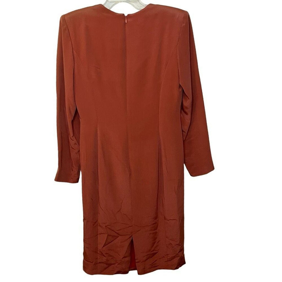 NWT Vtg 90s Gillian 100% Silk Shift Long Sleeve Dress Sz L DEADSTOCK - Picture 4 of 7